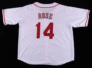lot 26 image: Pete Rose Signed Jersey (Rose Hologram)