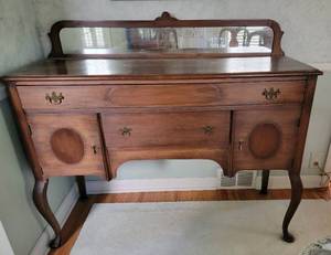lot 13 image: Antique Mirrored Sideboard Buffet Server