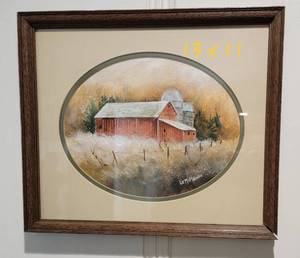 lot 55 image: Framed Farm Scape Artwork signed Liz McMahon