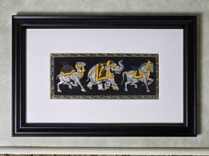 lot 132 image: Exotic Indian Fine Art Painted Textile - Procession of Royal Animals