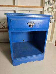 lot 184 image: Rustic Upcycled Side Table - Cobalt Blue