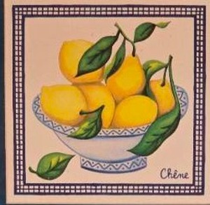 lot 49 image: Adorable Fine Art Still Life Print - Lemons - Chene