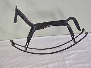 lot 106 image: Charming Art Decor Metal Sculpture - Rocking Horse