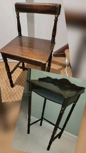 lot 109 image: sweet petite hand decorated vintage telephone table and chair