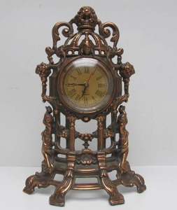 lot 9 image: Working Ornate Metal Neoclassical Mantel Clock