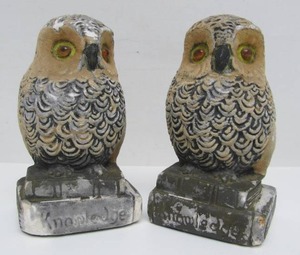 lot 15 image: Set of Vintage Mid Century Knowledge Owl Bookends
