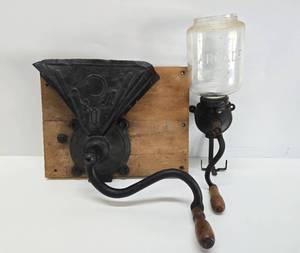 lot 59 image: 2 Antique Cast Iron Hand Crank Grinders - Coffee etc