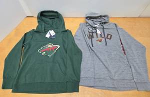 lot 83 image: 2 Brand New with Tags Minnesota Wild Hooded Sweatshirts - Size XL & Medium