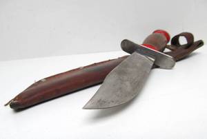 lot 166 image: Old Vintage Schrade-Walden Bowie Hunter Hunting Knife wSheath