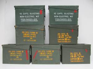 lot 98 image: Lot of 7 Orig Vintage US Military Steel Ammo Crates #2