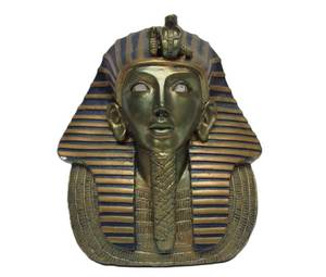 lot 151 image: Signed Vintage Egyptian Bust of King Tut Candle Holder Sculpture wGlowing Eyes