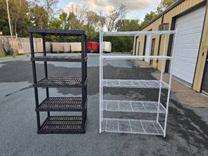 lot 204 image: Tri-Metro Metal Wire Shelf & 5-Tier Heavy Duty Plastic Shelf