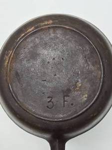 lot 232 image: Antique Cast Iron Skillet Marked 3F