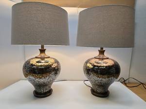 lot 237 image: Very Nice Large Pair of Designer Bulbous Glass Table Lamps