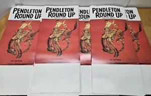 lot 239 image: GIGANTIC Lot of Vintage NOS 1960s era PENDLETON Western Let er Buck Roundup Posters 