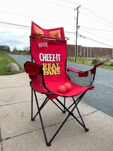 lot 8 image: HUGE Oversized March Madness Display Folding CHEEZIT Chair wBasketball Hoop