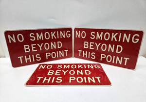 lot 268 image: 2 Orig Vintage 1960s era Industrial WarehouseFactory Signs - No Smoking Beyond This Point