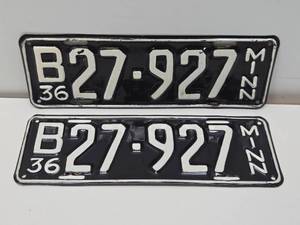 lot 275 image: Very Nice Matched Pair of Minnesota 1936 License Plates