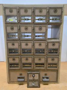 lot 302 image: Wonderful Ornate Antique Post Office Cabinet 