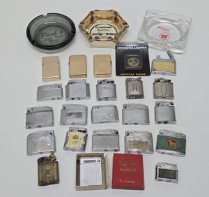 lot 330 image: Group of Old Vintage Cigarette Lighters Ashtrays etc