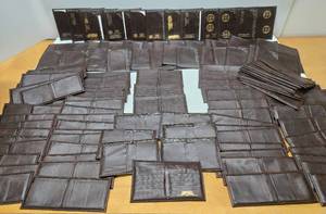 lot 318 image: HUGE Lot of Unused Leather Wallets Billfolds etc