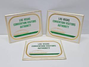 lot 322 image: Group of 3 Original Vintage 1970s Foil Covered LAS VEGAS Convention Authority Display Signs