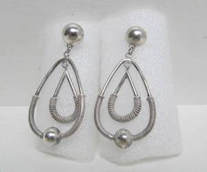 lot 342 image: Large Pair of Modernist Sterling Silver Earrings