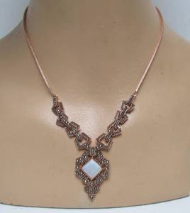 lot 344 image: Lovely Sterling Silver Marcasite & Mother of Pearl Statement Necklace 