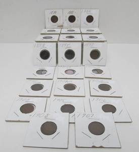lot 350 image: Lot of 23 US Indian Head Pennies 1880-1908