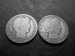 lot 36 image: 2-Barber Silver Half Dollars