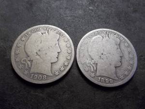 lot 37 image: 2-Barber Silver Half Dollars