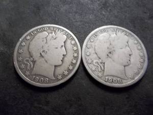 lot 38 image: 2-Barber Silver Half Dollars