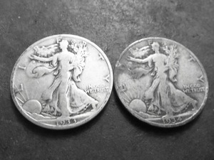 lot 43 image: 2-Walking Liberty Half Dollars 1933 S & 1934