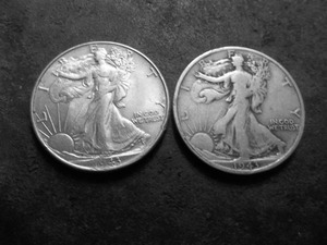 lot 49 image: 2-Walking Liberty Half Dollars 1943, 1943 S