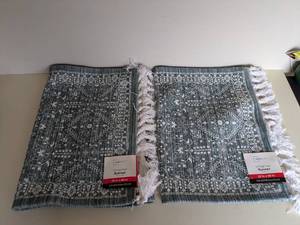 lot 89 image: (2) MAINSTAYS VINTAGE TEAL RUNNERS