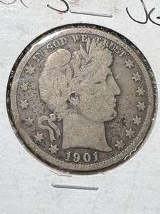 lot 21 image: 1901-S US BARBER HALF DOLLAR