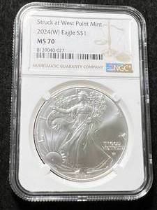 lot 23 image: 2024-W AMERICAN SILVER EAGLE NGC MS70