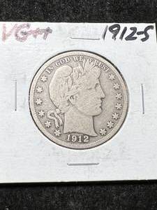 lot 24 image: 1912-S US BARBER HALF DOLLAR VG