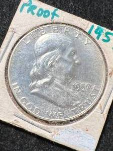 lot 30 image: 1957 US PROOF FRANKLIN HALF DOLLAR