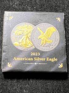 lot 32 image: 2023 AMERICAN SILVER EAGLE GOLD PLATED IN CASE (500 MINTED)