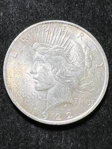 lot 46 image: 1922 US PEACE SILVER DOLLAR