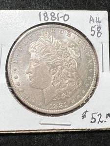 lot 51 image: 1881-O US MORGAN SILVER DOLLAR AU58