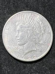 lot 63 image: 1922-S US PEACE SILVER DOLLAR