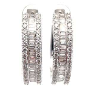 lot 5 image: NEW 3 Carat Diamond Triple Row Hoop Earrings in White Gold VIDEO