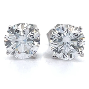 lot 6 image: 2 Carat Diamond Round Solitaire Stud Earrings in 14k White Gold VIDEO