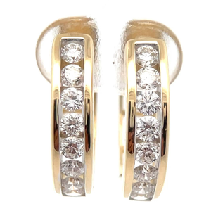 lot 9 image: 1 Carat Diamond Channel Hoop Earrings in 14k Yellow Gold VIDEO