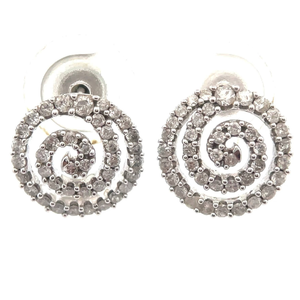 lot 25 image: 0.80 Carat Natural Diamond Spiral Pav Stud Earrings in White Gold VIDEO