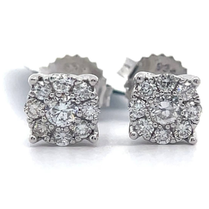 lot 41 image: NEW 0.50 Carat Diamond Round Cluster Stud Earrings VIDEO