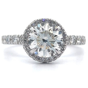 2.91 Carat Diamond Halo Pavé Ring in 14k White Gold *VIDEO*