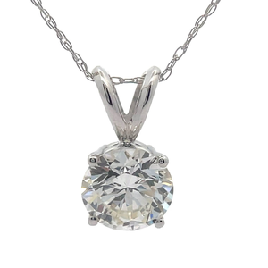 lot 7 image: 1.55 Carat Diamond Solitaire Pendant Necklace in 14k White Gold VIDEO